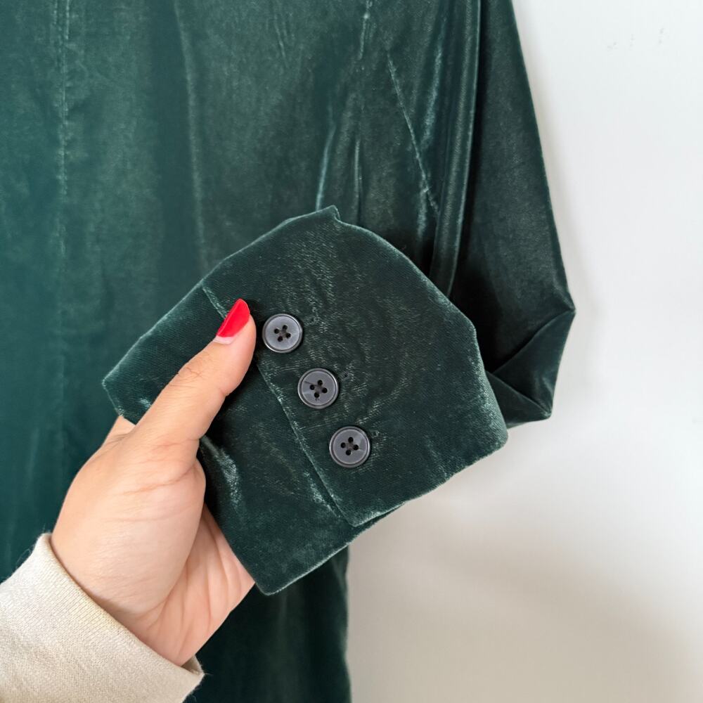 Old Navy Women Crushed Velvet Blazer Small Green Holiday Party Festive Christmas - Picture 5 of 9